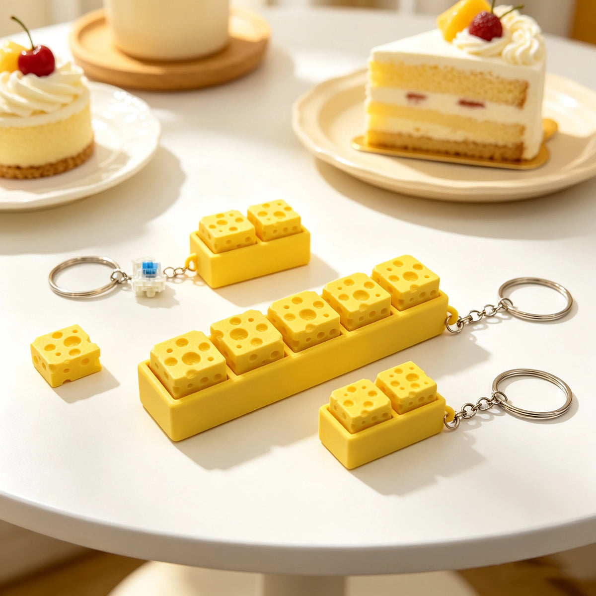 Cheese Keycap Clicker Keychain
