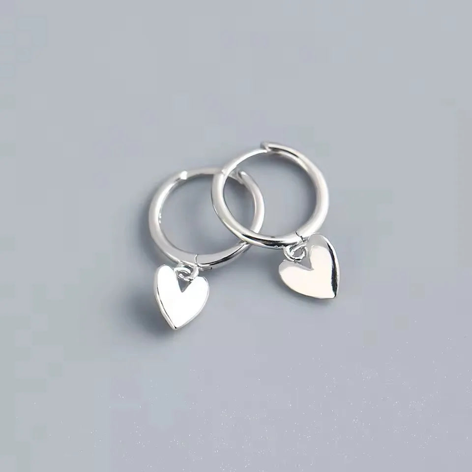 925 Silver Heart Hoop Earrings