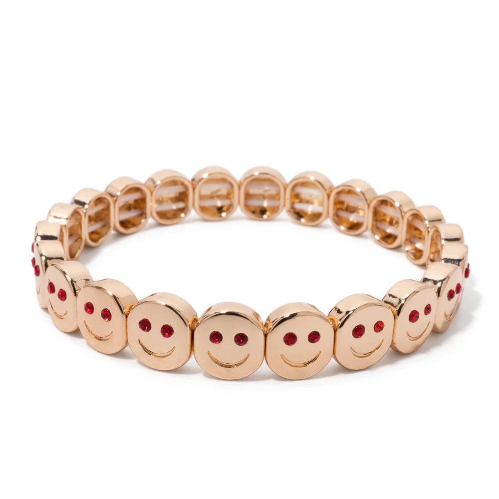 😊 Happy Face Crystal Bead Bracelet