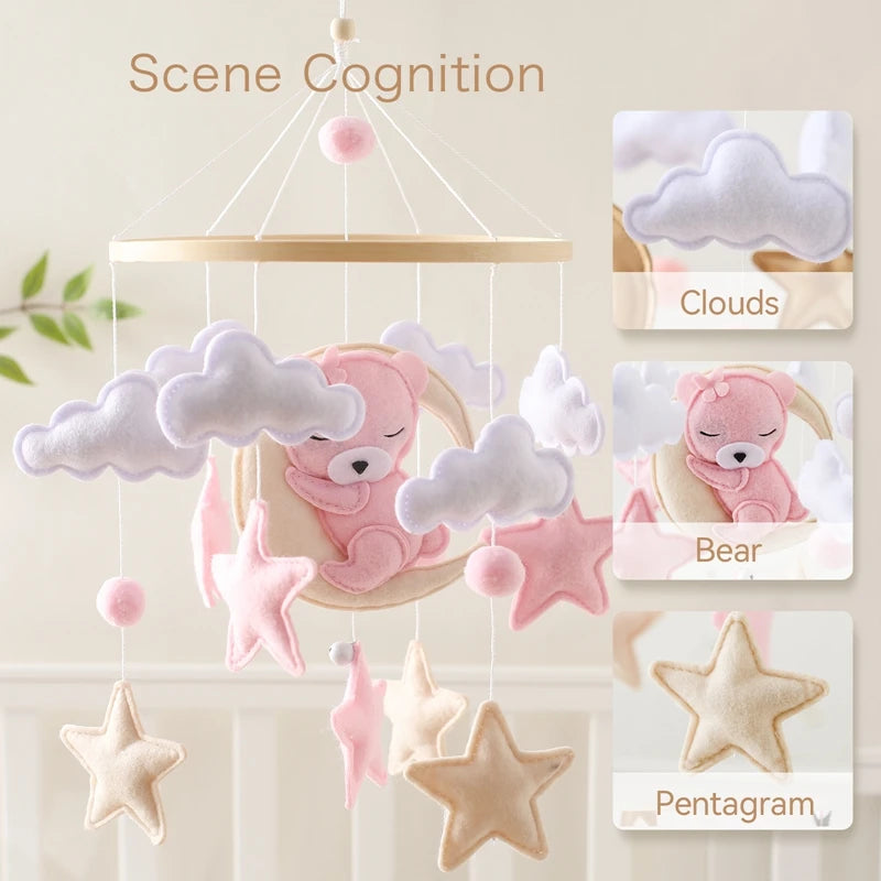 🧸 Wooden Bear Crib Mobile Rattle