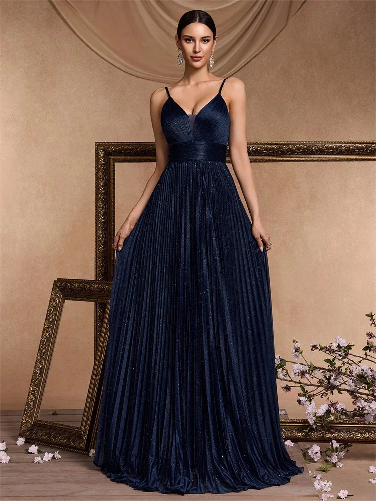 Backless Deep V-Neck A-Line Gown