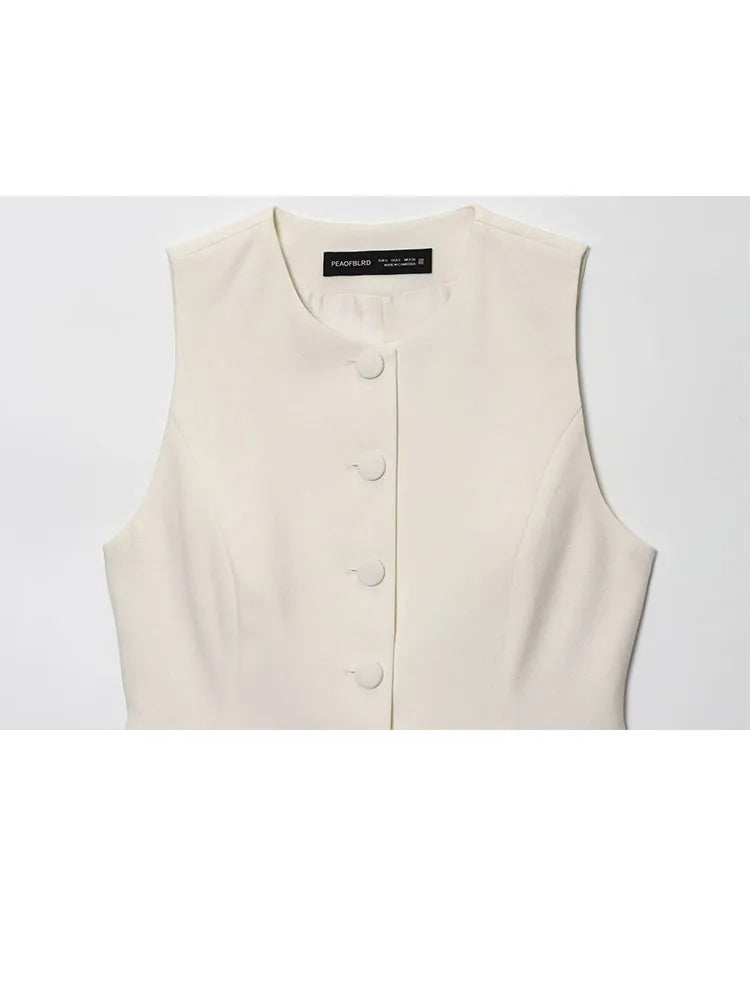 Sleeveless Button Top & Straight Pants Set