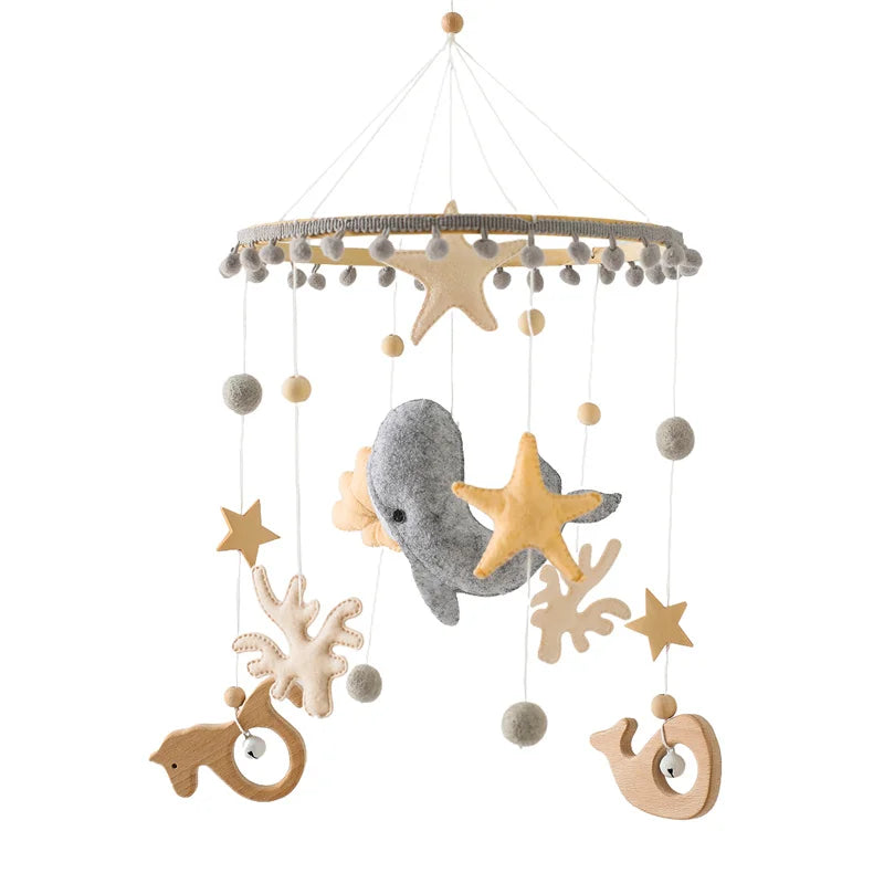 ⭐ Wooden Crochet Stars Baby Crib Mobile