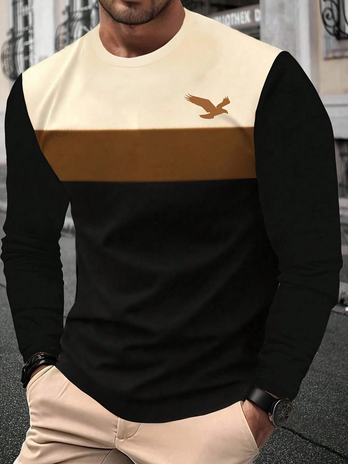 Men's Oversized Striped Long Sleeve Tee