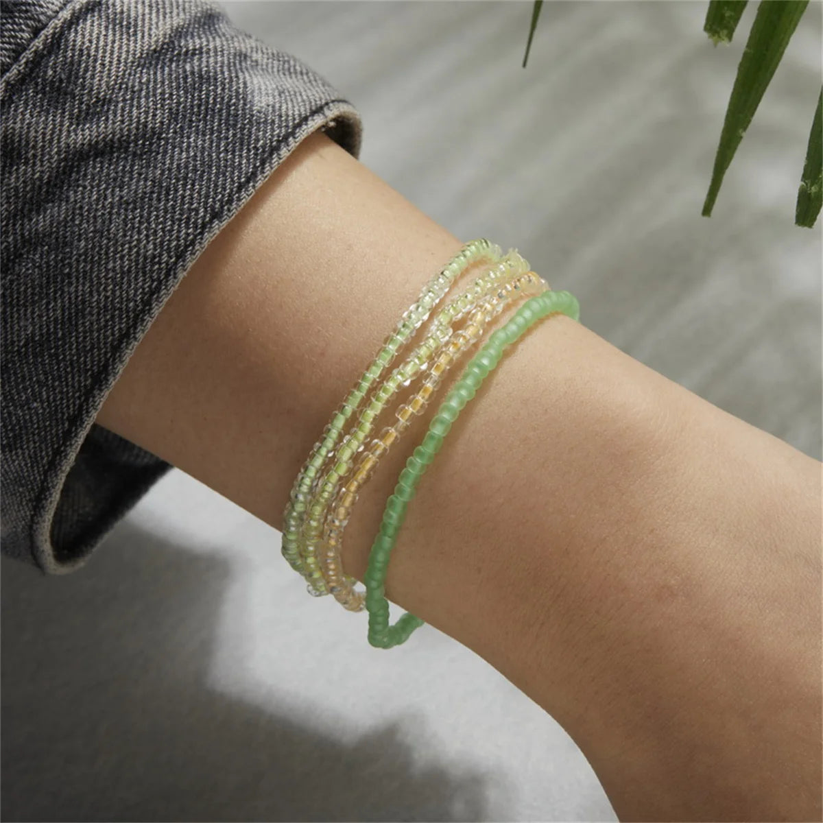 Glow Bead Elastic Anklets – 4 Pcs