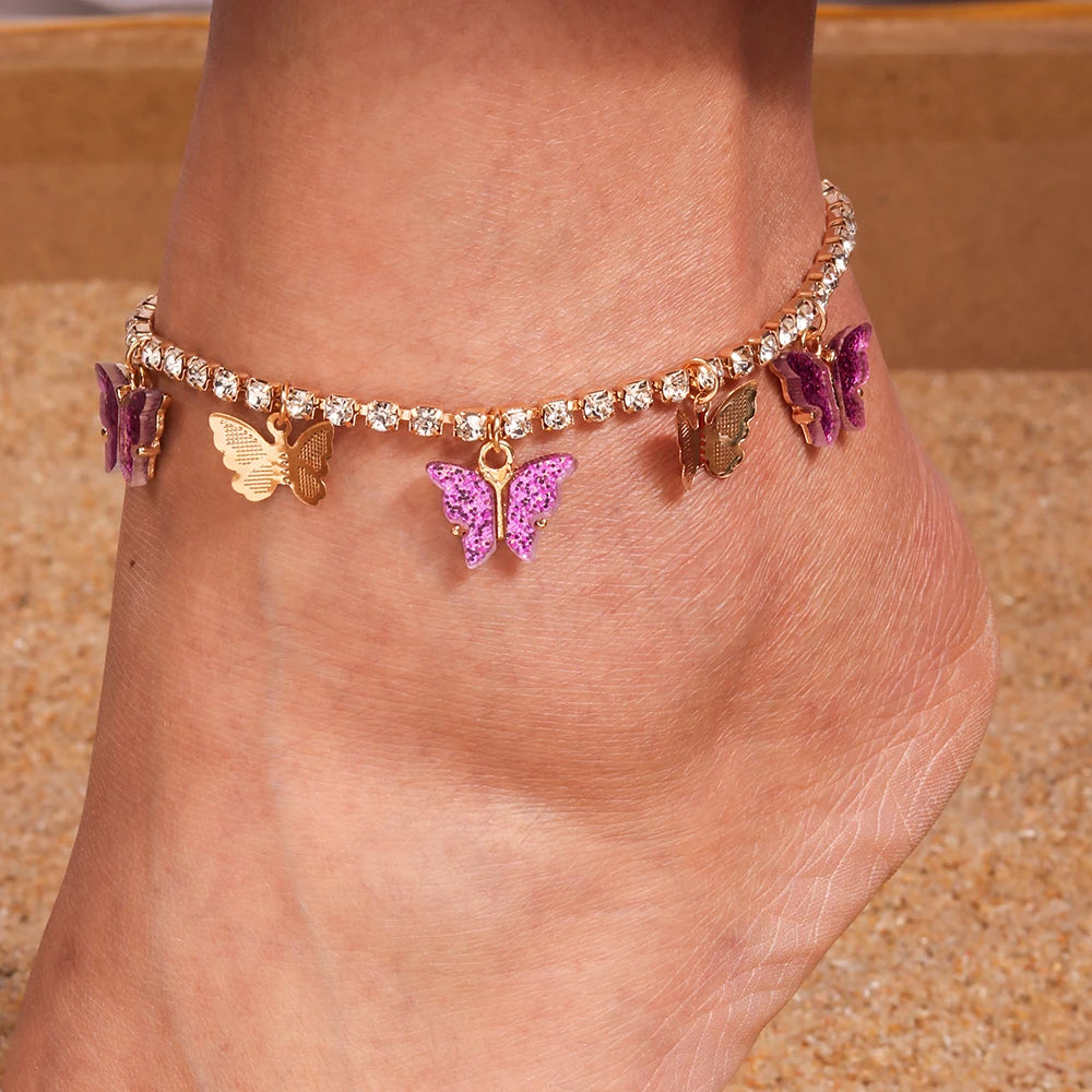Crystal Butterfly Anklet