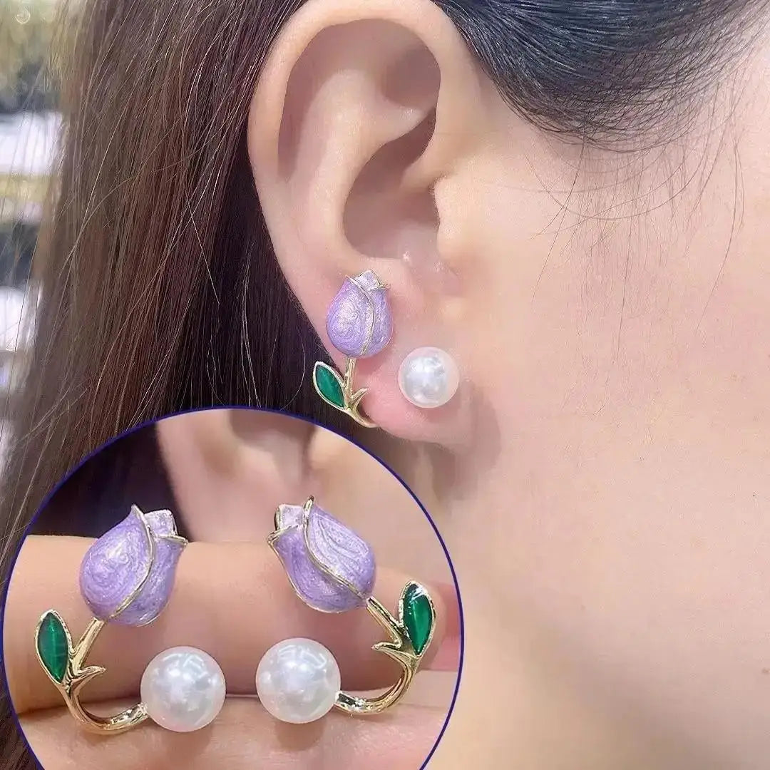 Heart Pearl Stud Earrings