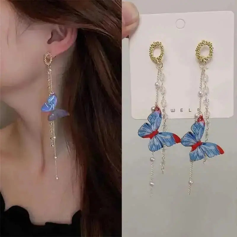 Zircon Pearl Tassel Earrings