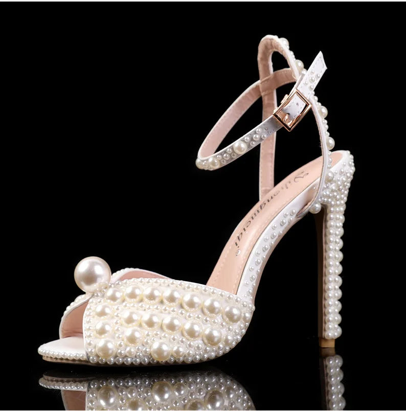 Women's Pearl Diamond Wedding Heels