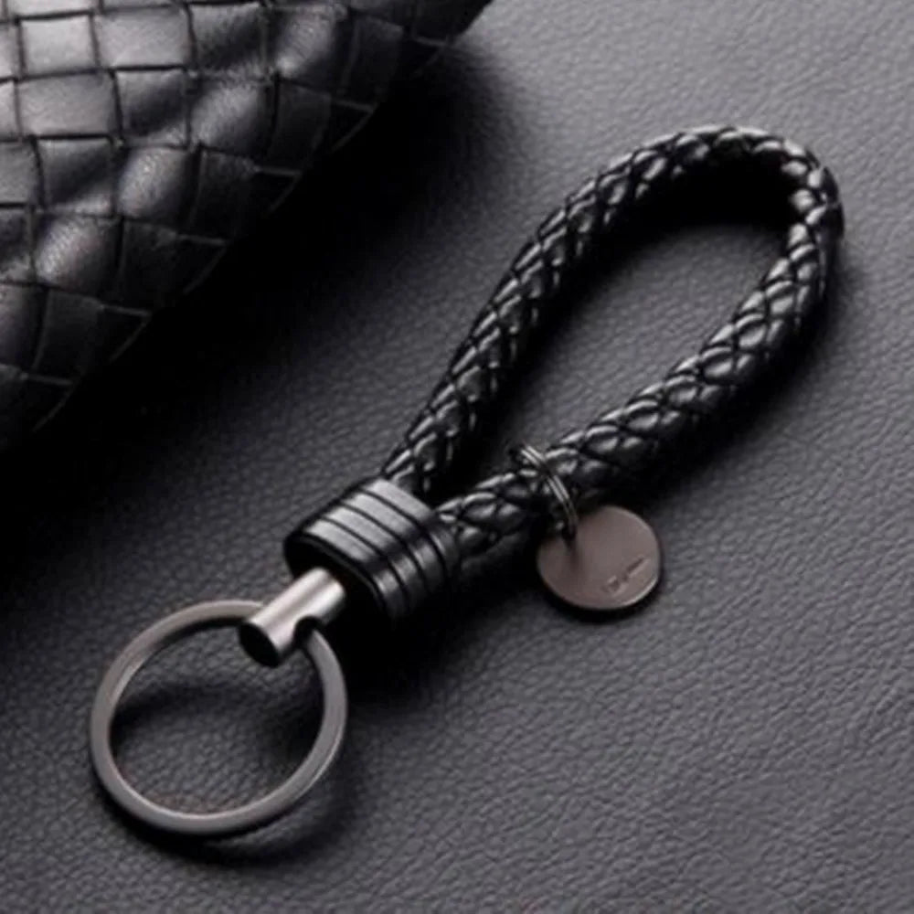 Braided Leather Rope Keychain