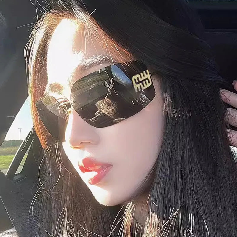 Retro Rimless Metal Sunglasses