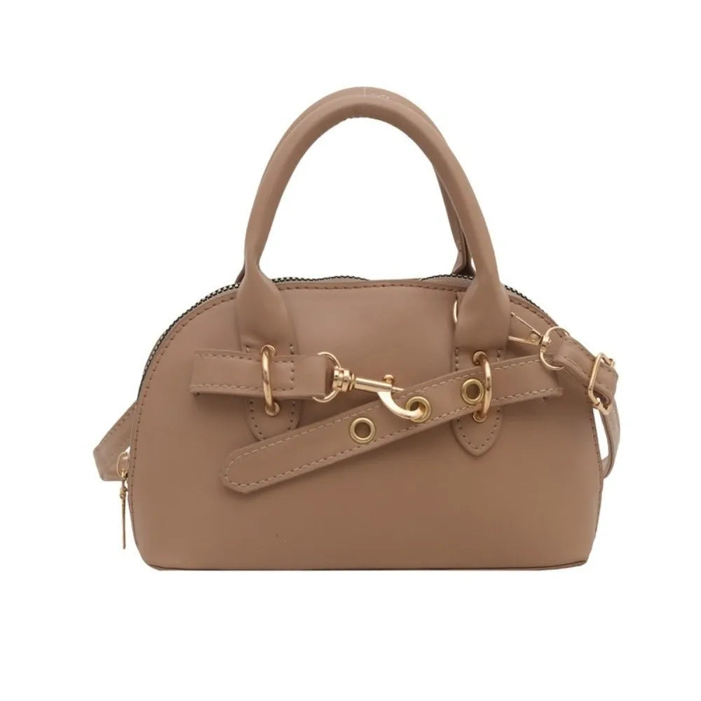 Buckle Shell Top-Handle Bag
