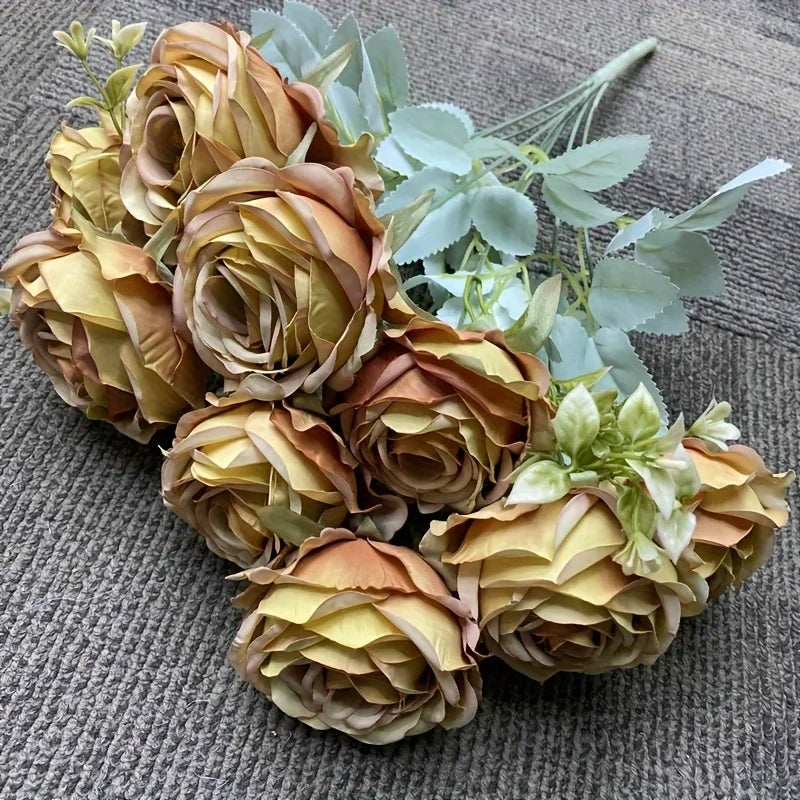 9-Head Artificial Rose Bouquet