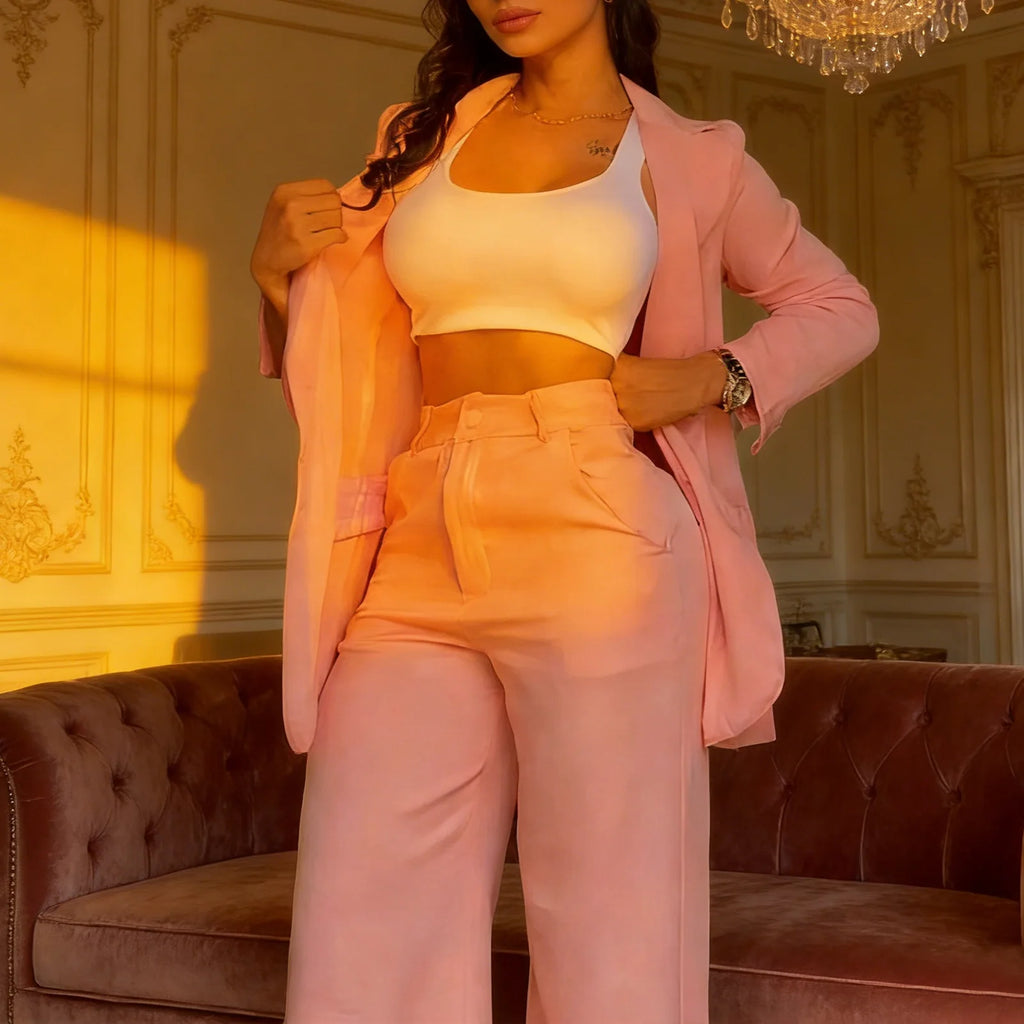 Pink Blazer & Work Pants Suit