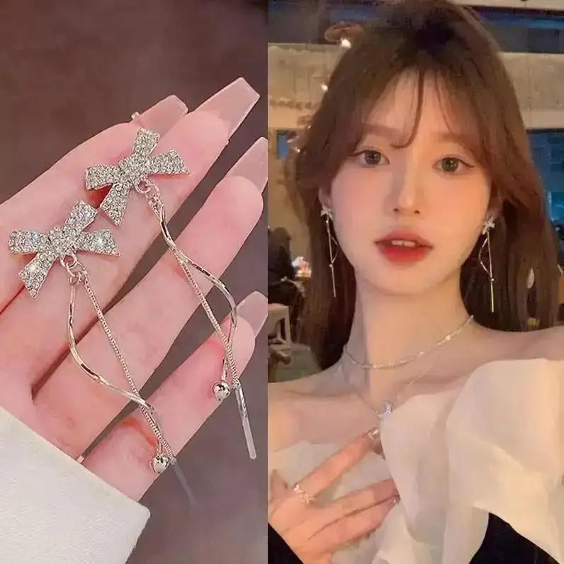 Zircon Pearl Tassel Earrings