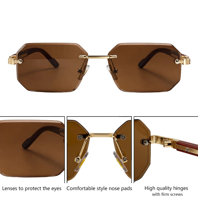 Men's Rimless Rectangle Sunglasses