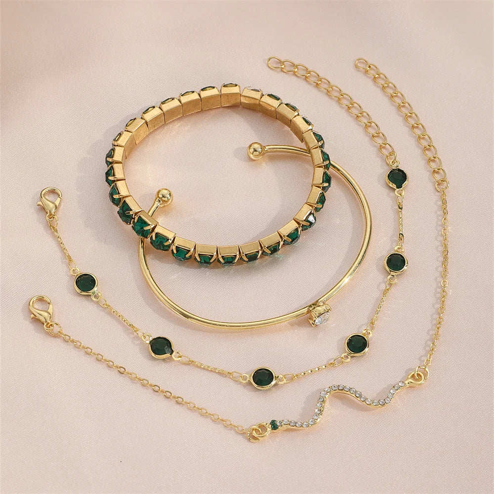 Snake Rhinestone Bangles – 4 Pcs