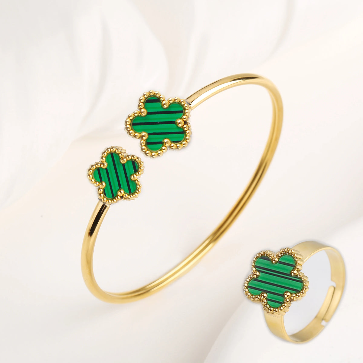 🍀 Lucky Clover Flower Jewelry Set