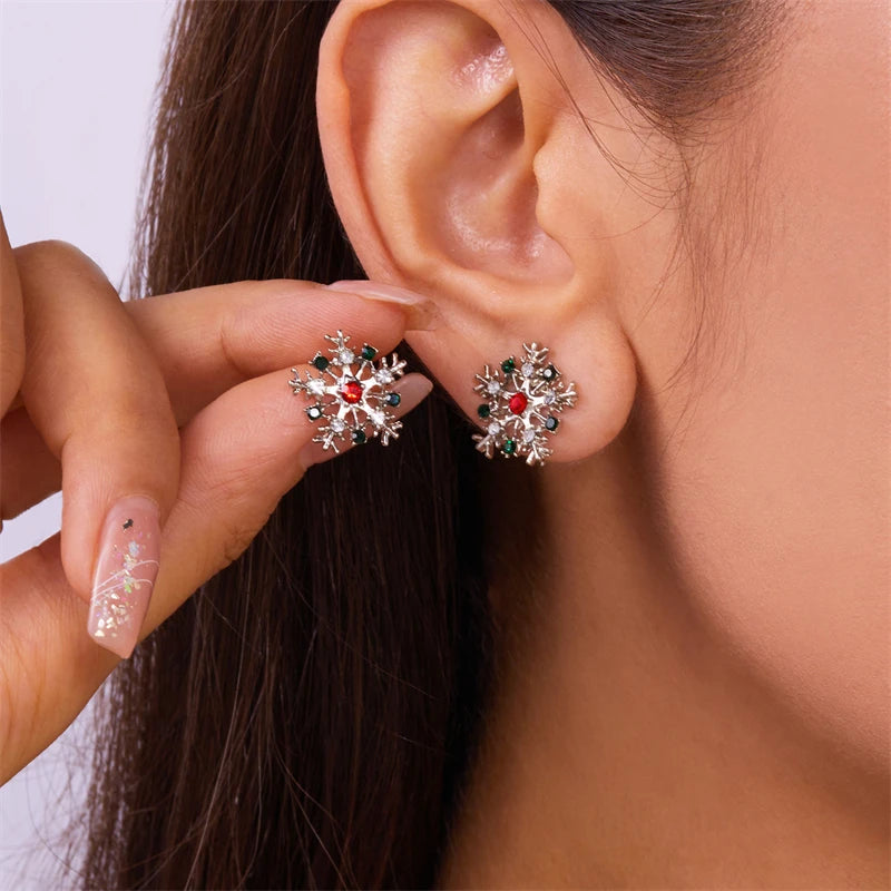 Colorful Snowflake Rhinestone Earrings
