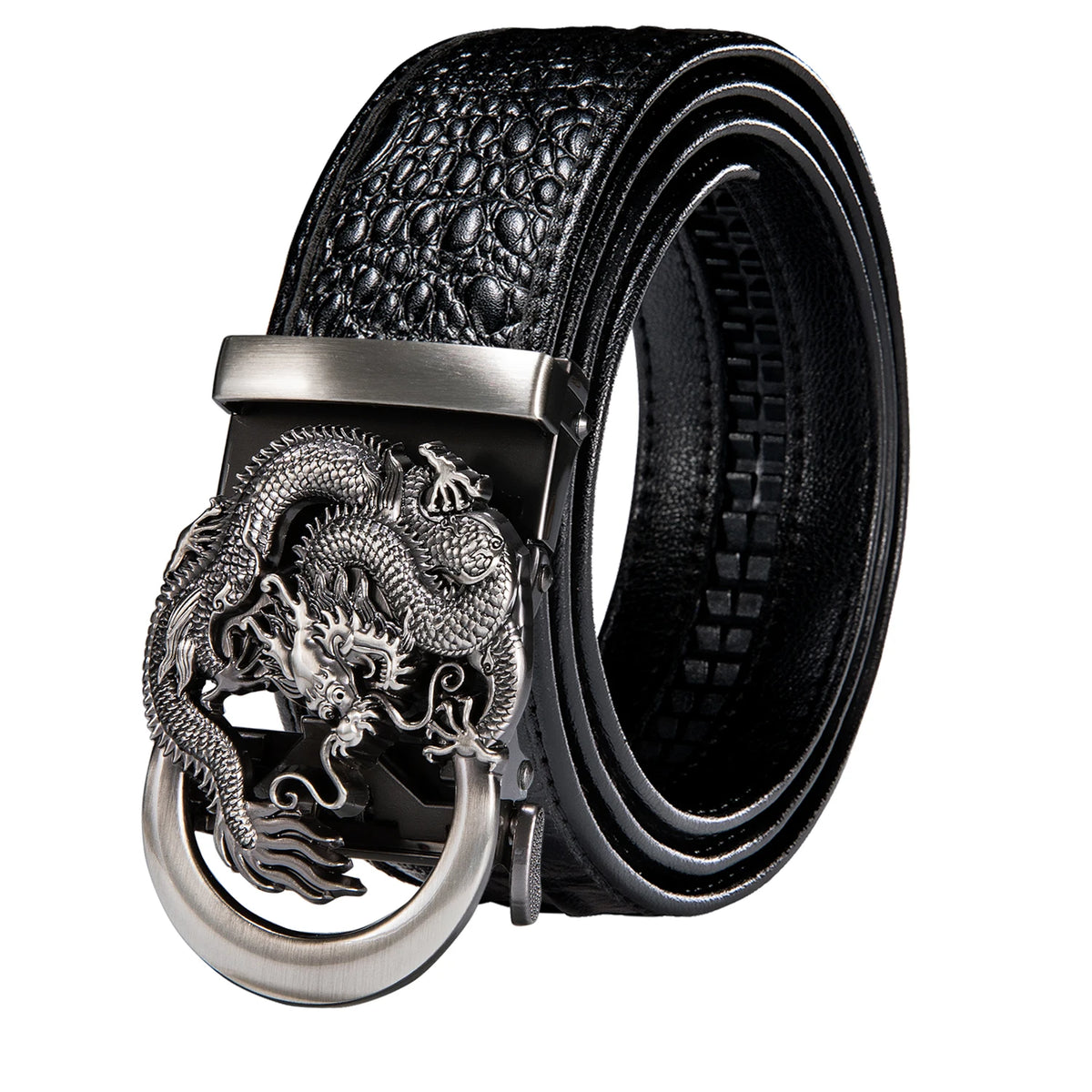 Men's Crocodile Leather Belt with Gold Buckle