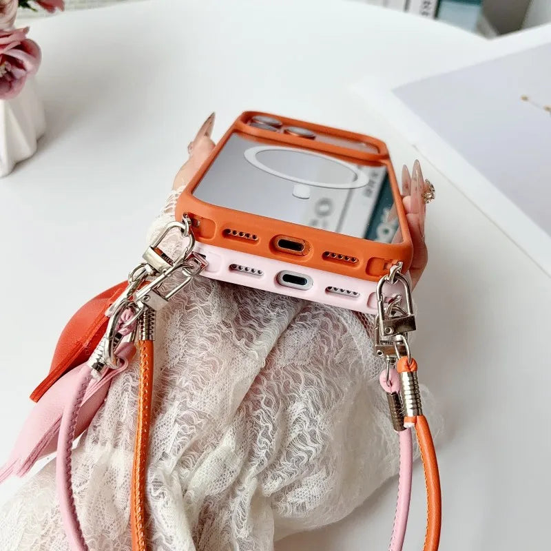 ⭐ Star PU Hand Strap Magnetic Case