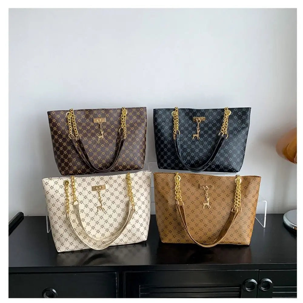 Printed PU Leather Tote Bag