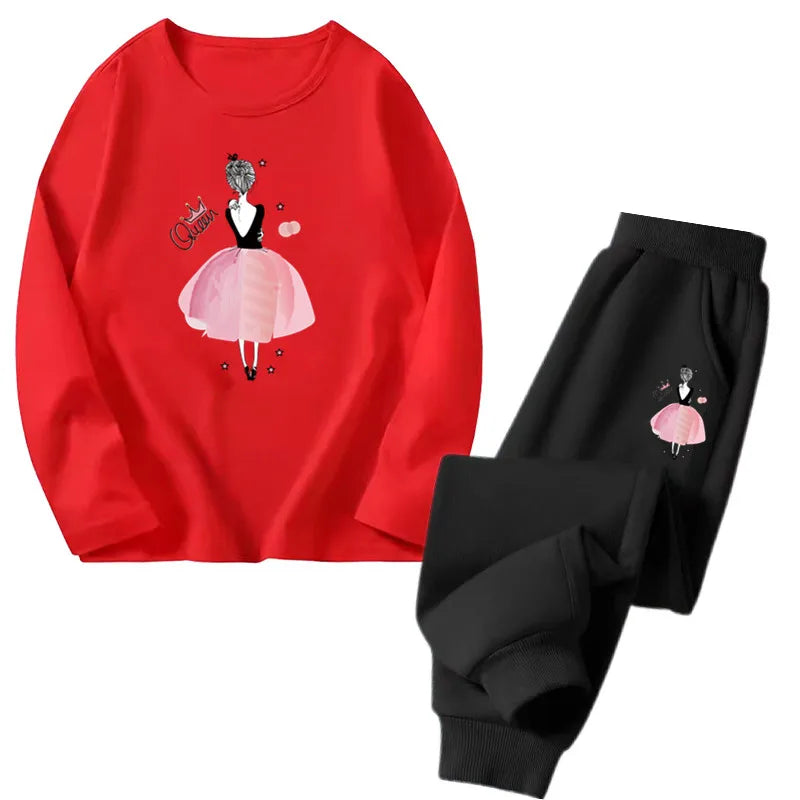 Girls Ballet Print Top & Pants Set