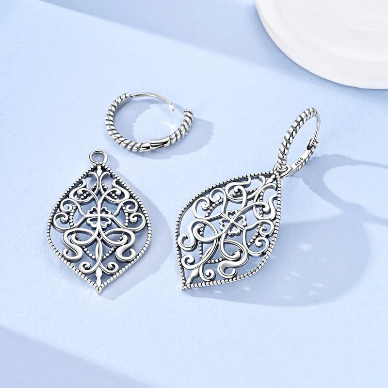925 Silver Retro Pattern Stud Earrings