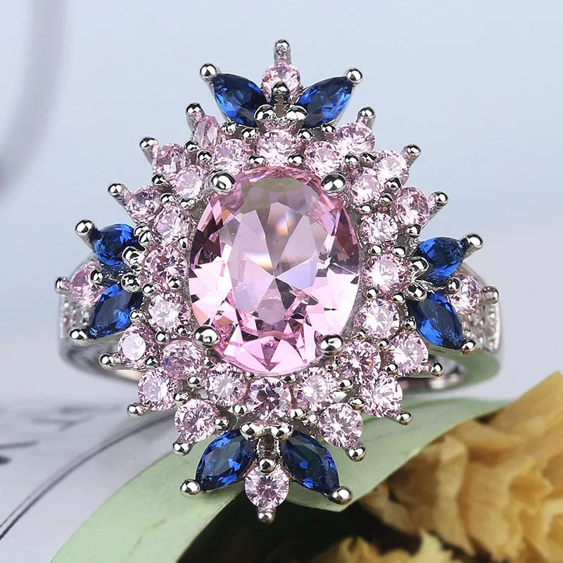 Blue Flower Sterling Silver Ring