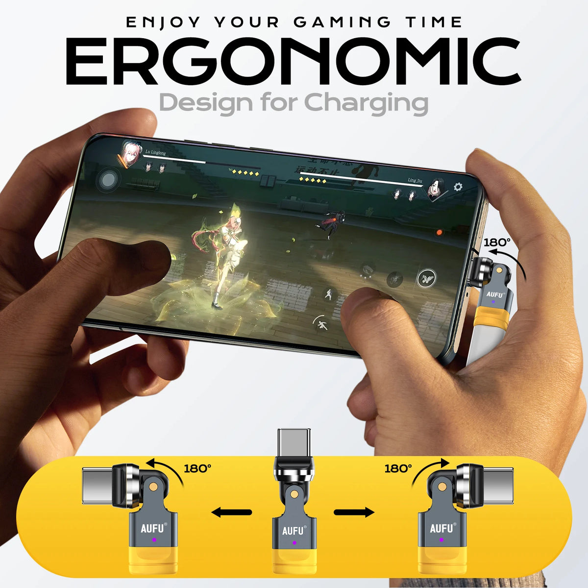 ↩️ AUFU 540° USB-C Fast Charging Adapter