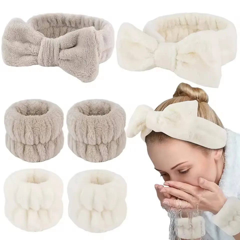 Spa Headband & Wristbands – 3 Pcs