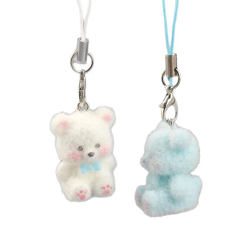 3D Flocked Bear Phone Lanyard