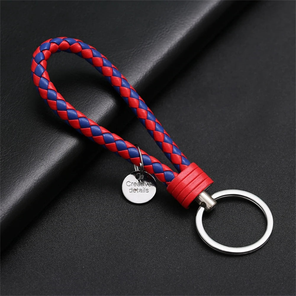 Braided Leather Rope Keychain