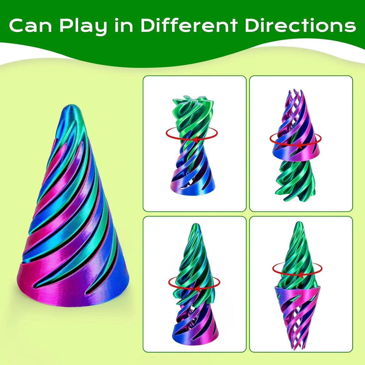 3D Printed Spiral Cone Fidget – 6 Pack