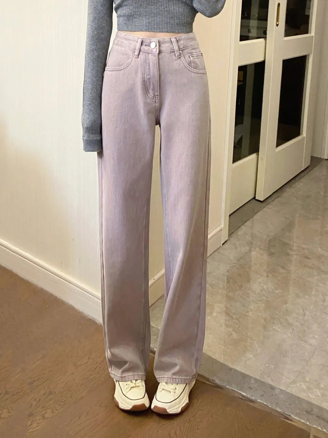 Purple High Waist Wide-Leg Jeans