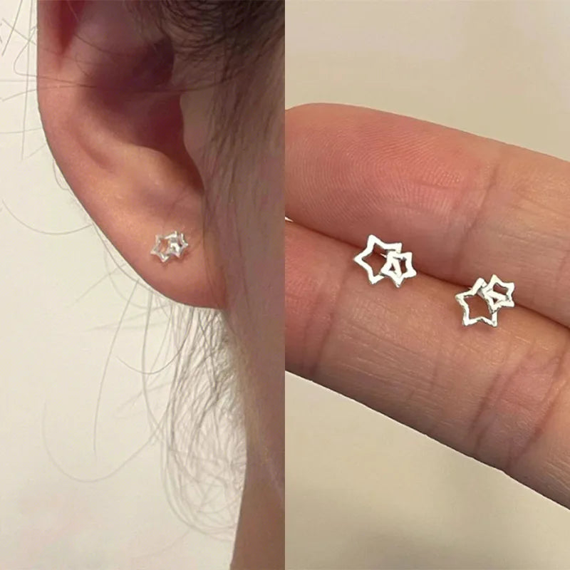 Tiny Metal Charm Stud Earrings