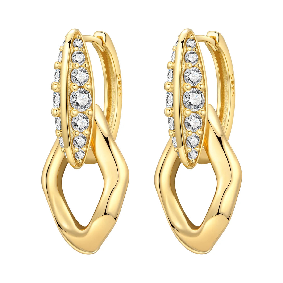 925 Silver 18K Gold Water Drop Earrings