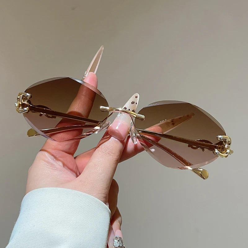 Rimless Rhombus Gradient Sunglasses