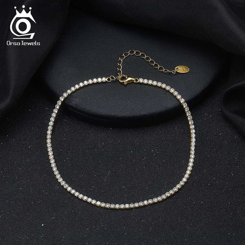 925 Silver CZ Tennis Anklet
