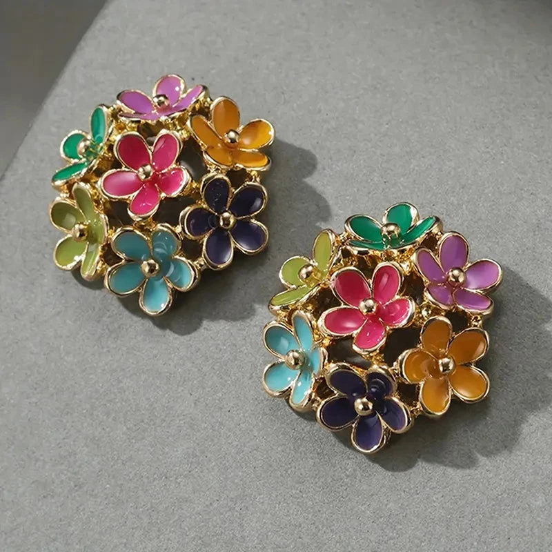Enamel Flower Stud Earrings