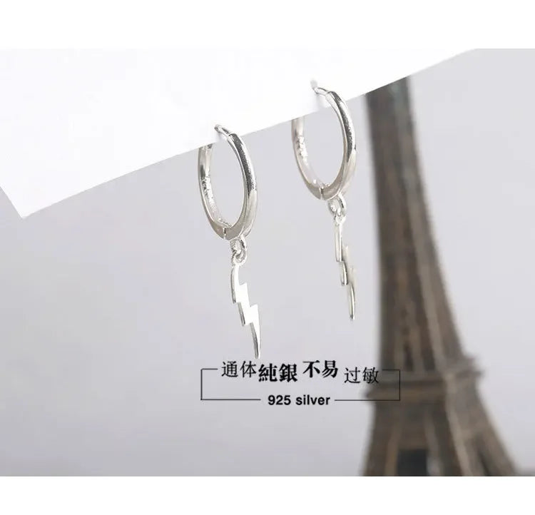 925 Silver Lightning Hoop Earrings