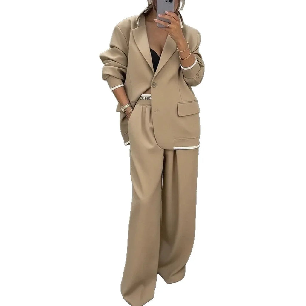 Casual Blazer & Wide-Leg Pants Set