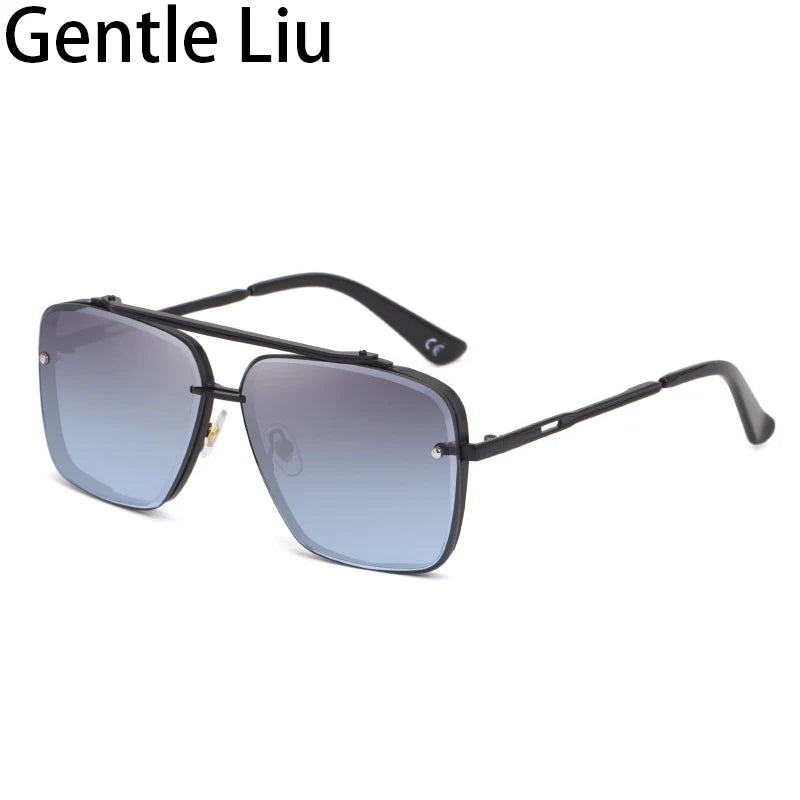 Men's Oversized Rimless Square Sunglasses