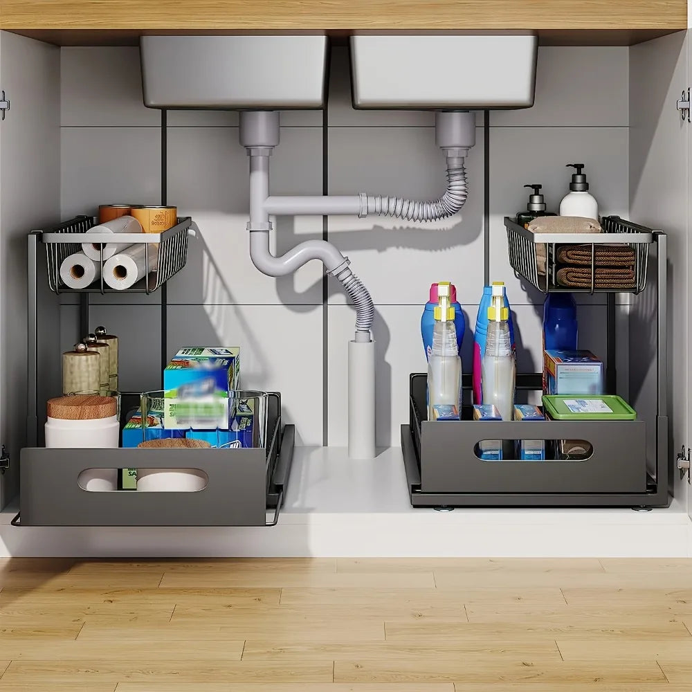 2-Tier Pull-Out Storage Shelf