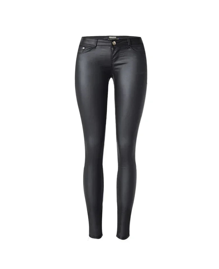 Low Rise Stretch Faux Leather Pants