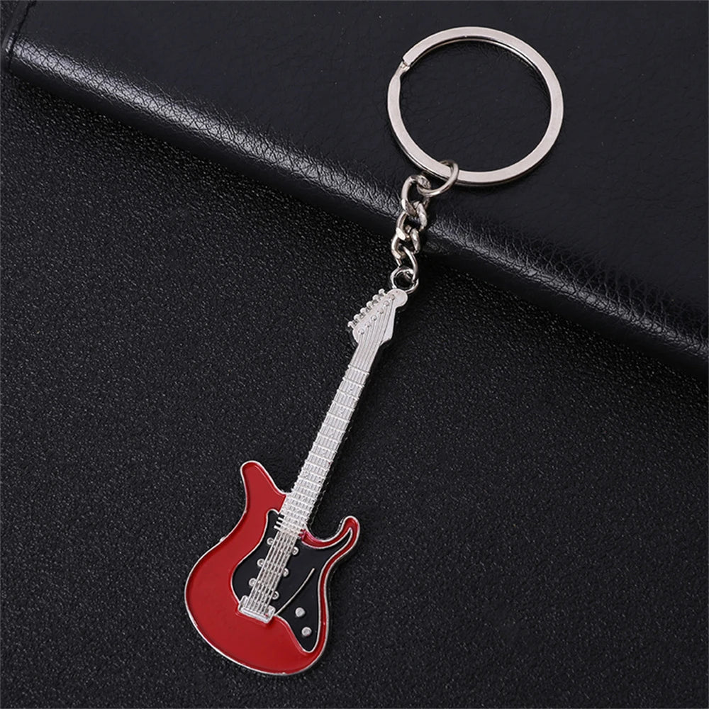 Rhinestone Mini Guitar Keychain