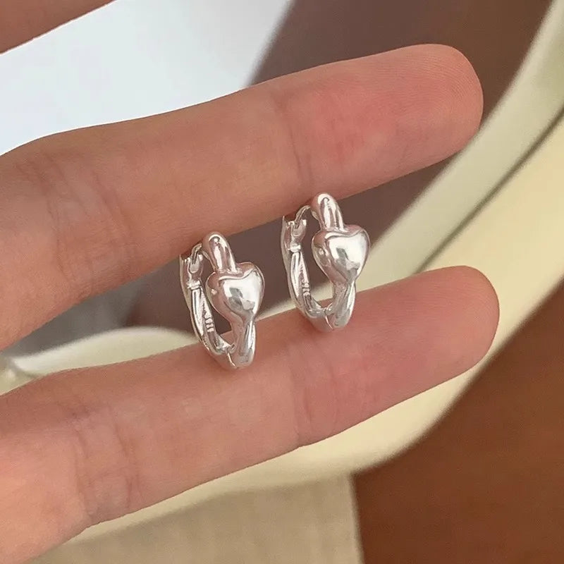 925 Silver Heart Hoop Earrings