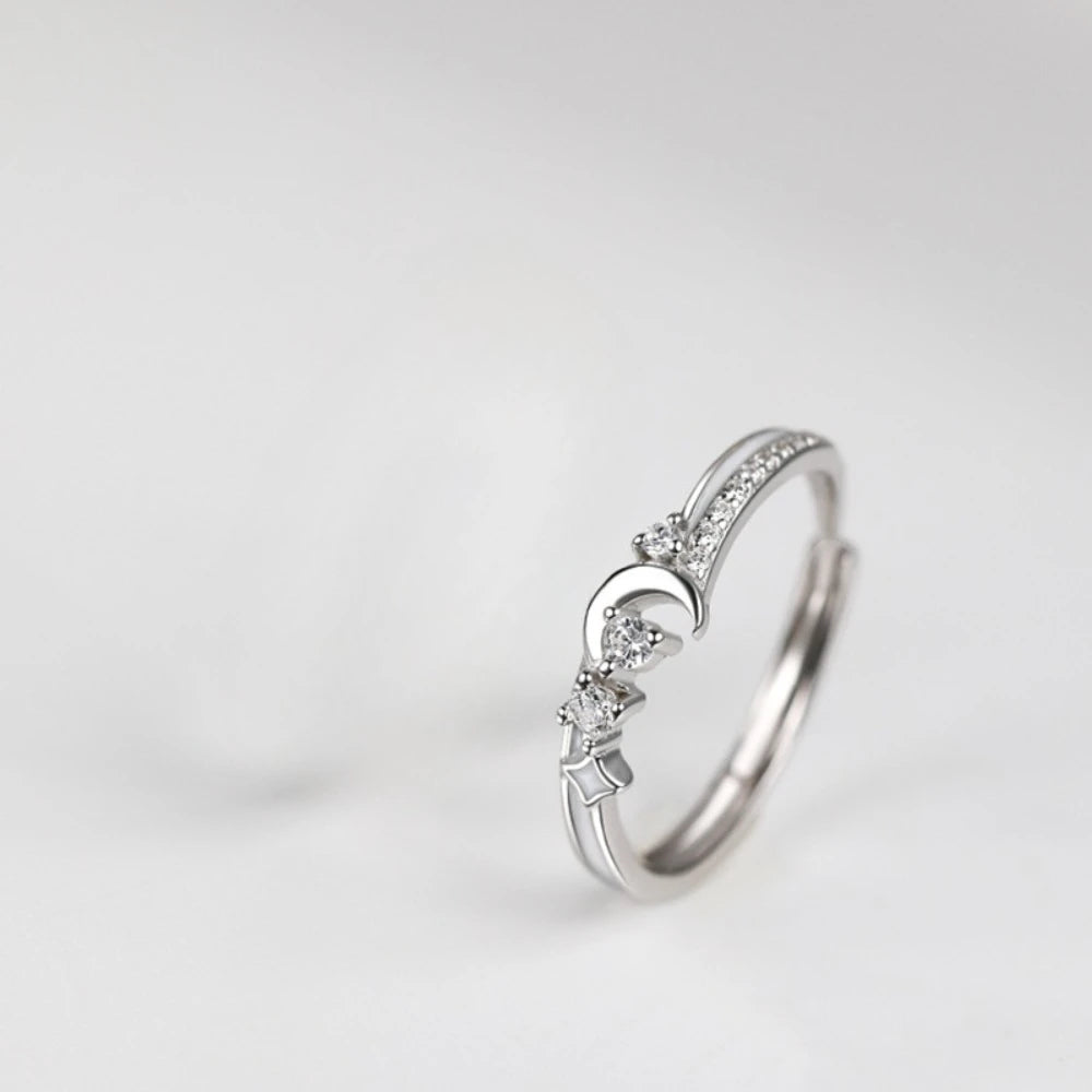 925 Silver Star & Moon Couple Rings