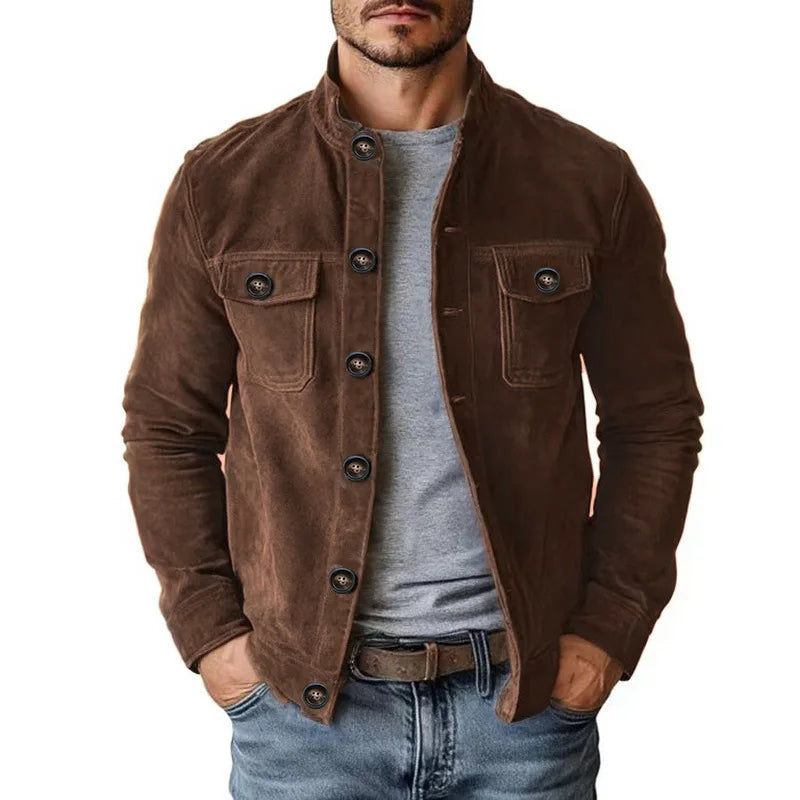 Men's Brown Faux Suede Jacket