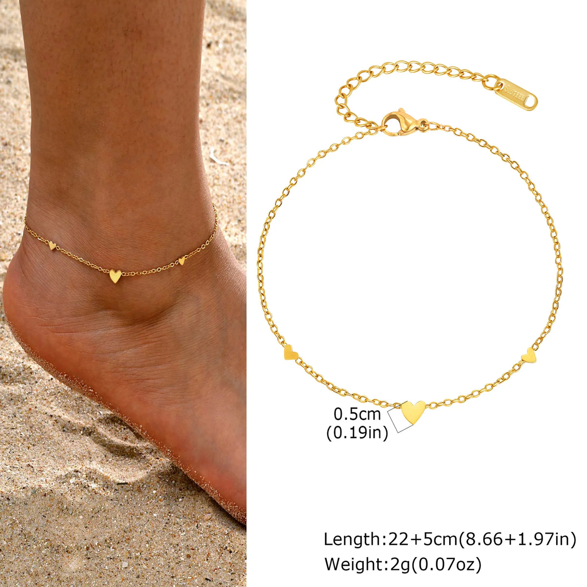 ❤️ Gold Heart Anklet Bracelet
